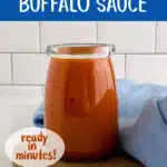 jar of zesty buffalo sauce with text overlay