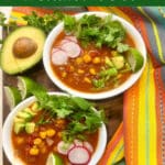bowls of hominy soup with text overlay