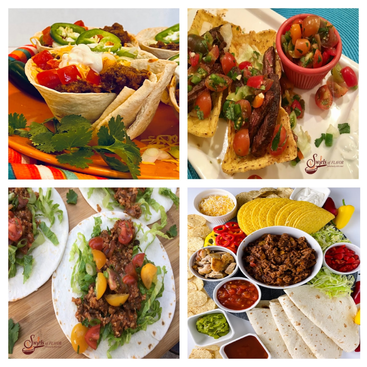 collage of four taco recipes