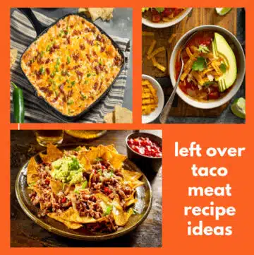 three leftover taco meat recipes with text