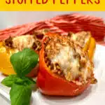 air fryer stuffed peppers with text overlay