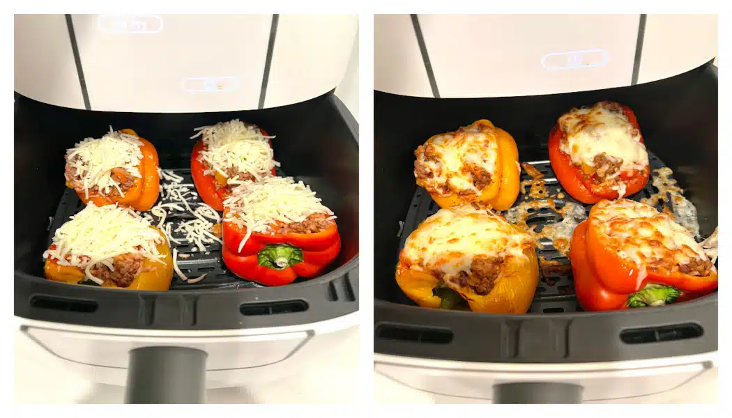 cooking stuffed peppers in an air fryer