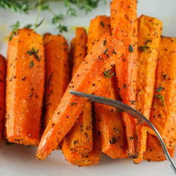 air fryer carrots on a hite dish
