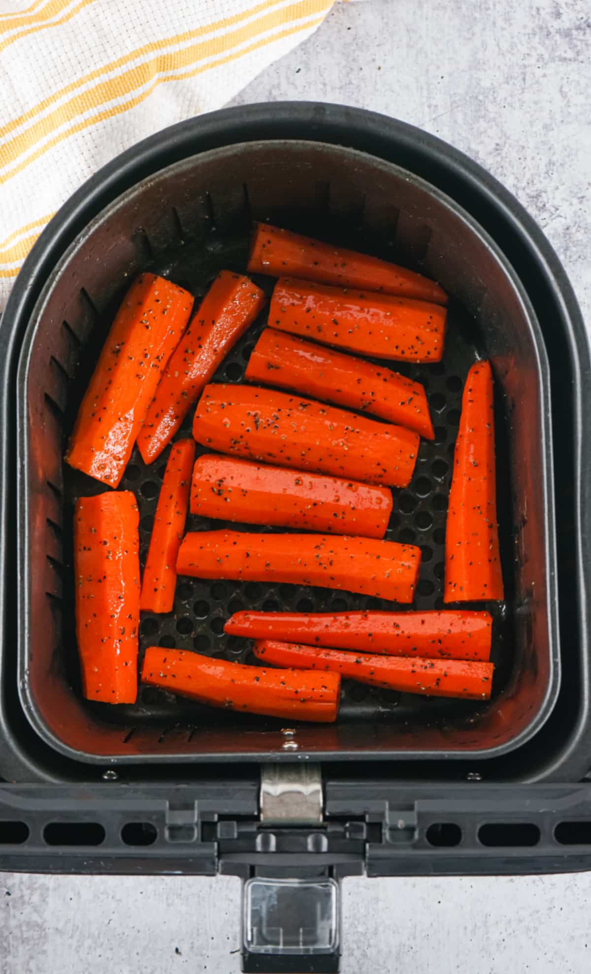 carrots in an air fryer basket