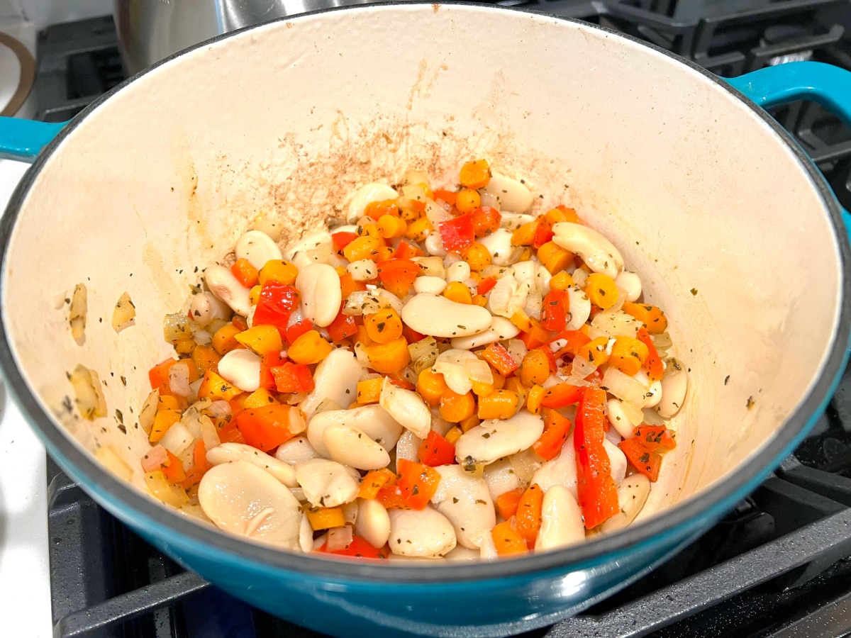beans and vegetables in a pot