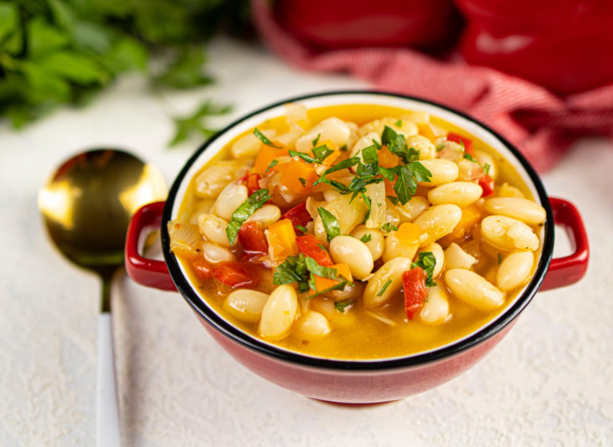 butter bean stew with a spoon