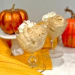 pumpkin spice ice cream in two serving dishes