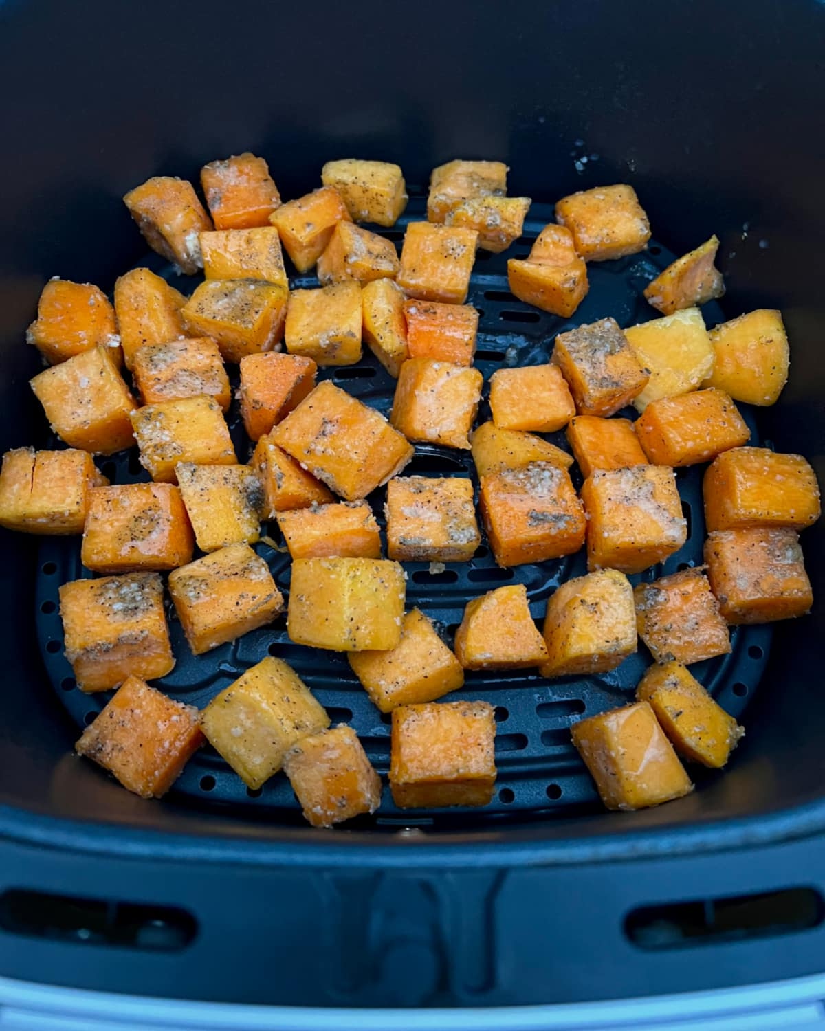butternut squash in the air fryer basket