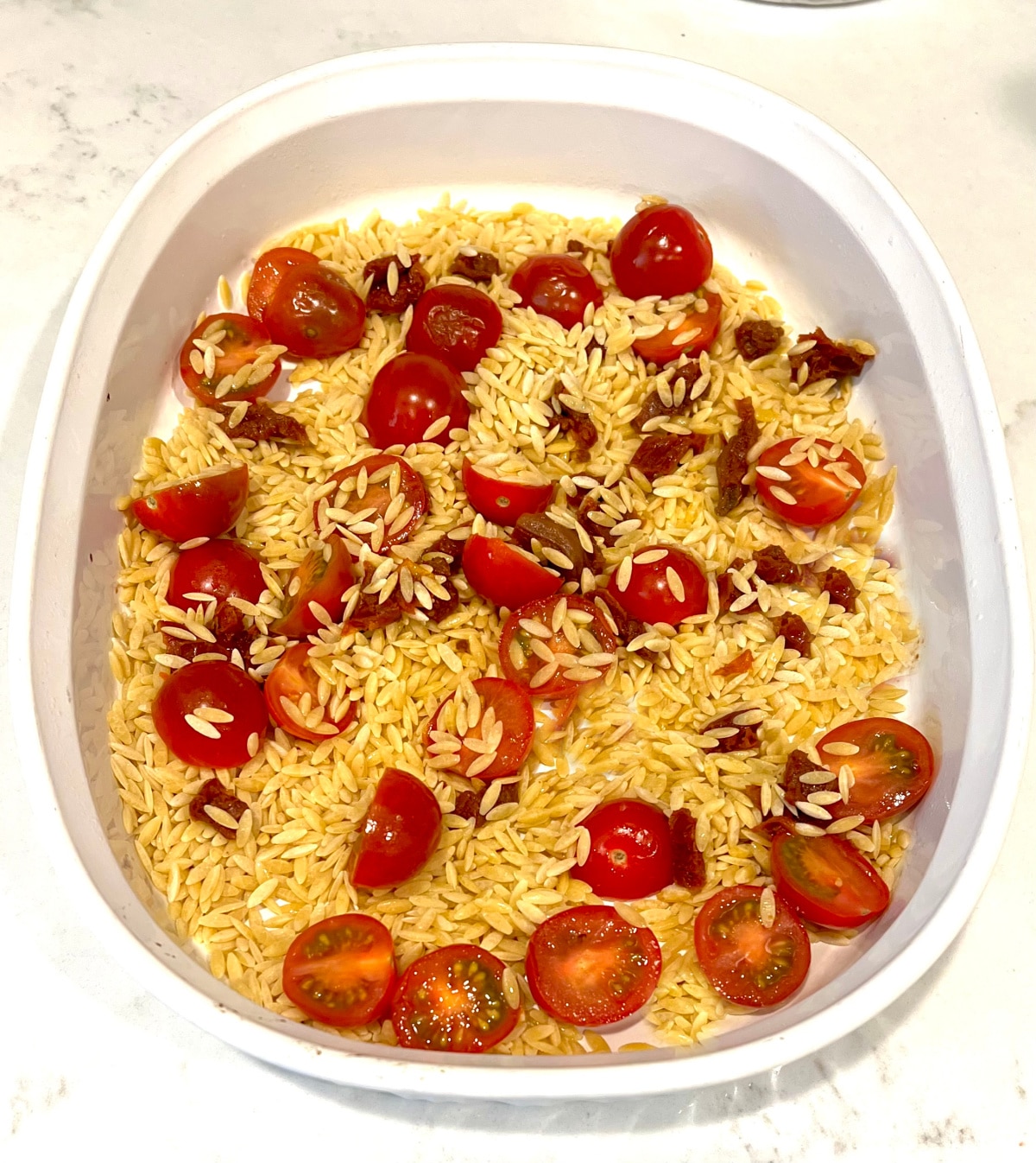 making baked orzo step 1