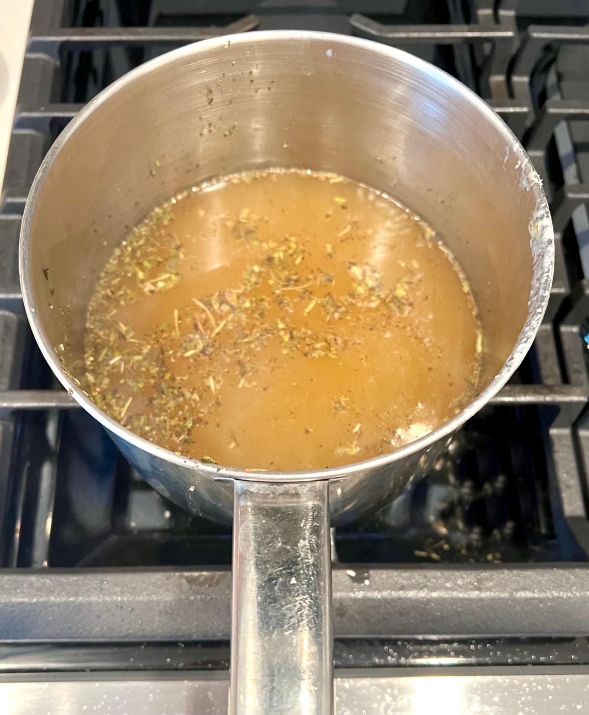 heating broth for baked orzo step 2
