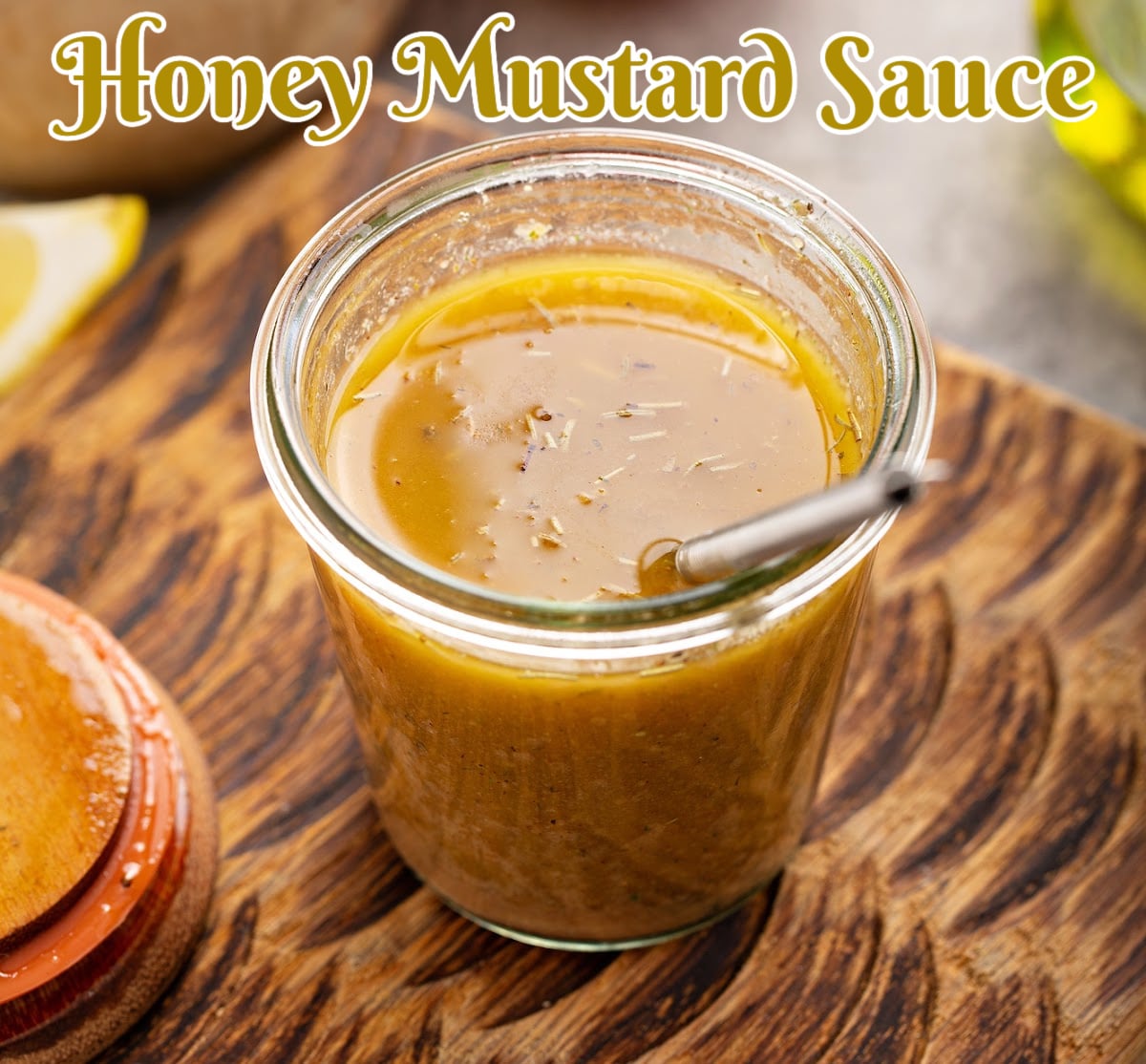 honey mustard sauce on a woven surface
