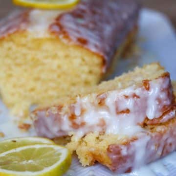 Lemon Drizzle Loaf Cake with slices