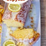 lemon cake with slices and text overlay