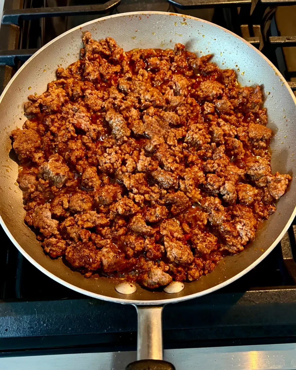 making taco beef filling in skillet