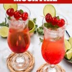 two glasses of Shirley Temple Mocktails with text overlay