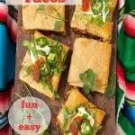 overhead of taco crunch wraps with text overlay