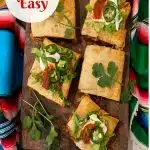 sheet pan tacos with taco toppings and text overlay