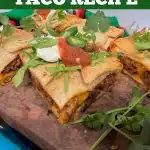 squares of baked tacos with text overlay