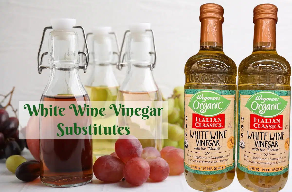 white wine vinegars with assorted vinegars and text overlay