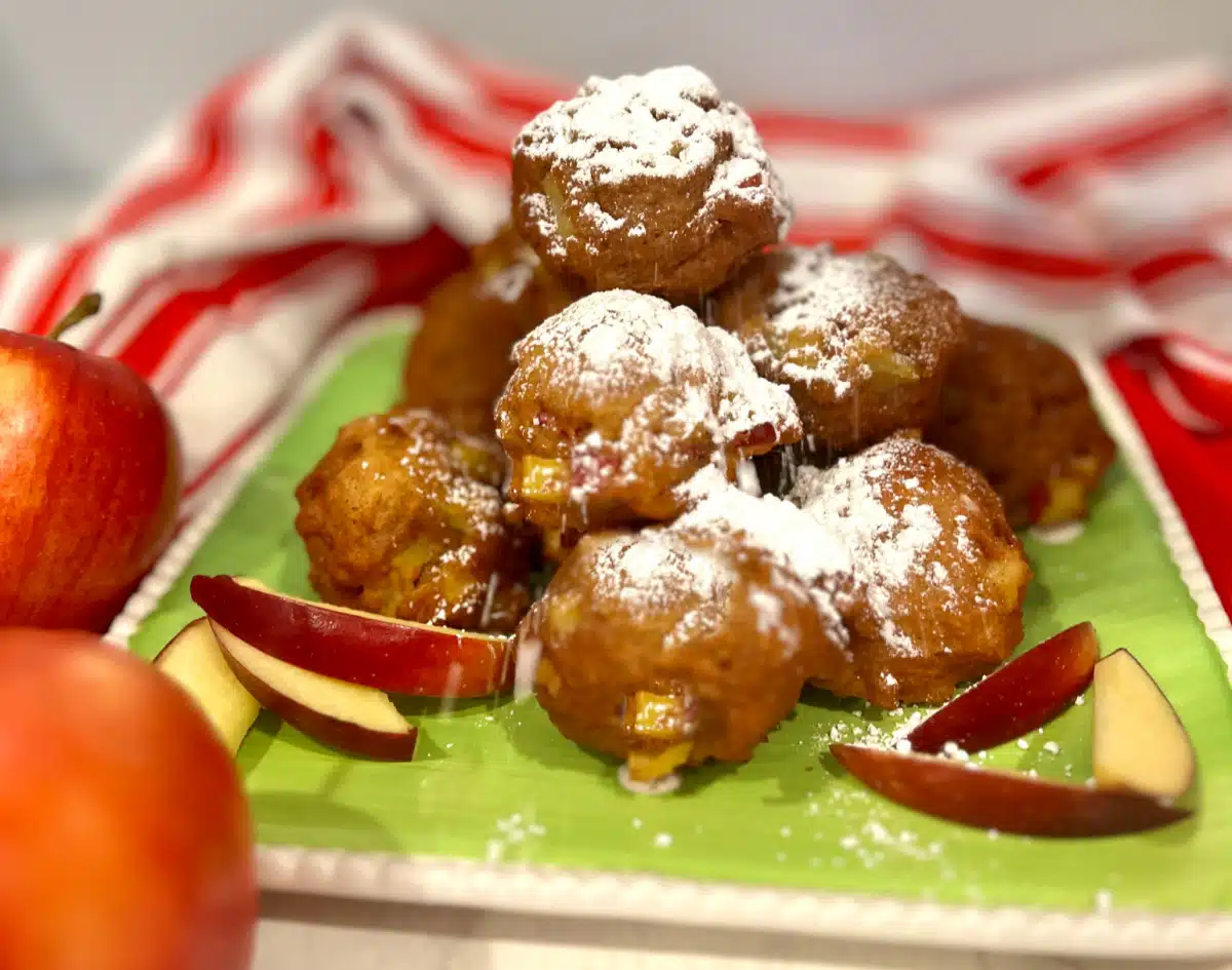 applesauce fritters with powdered sugar
