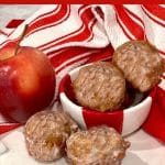 glazed apple fritters with text overlay