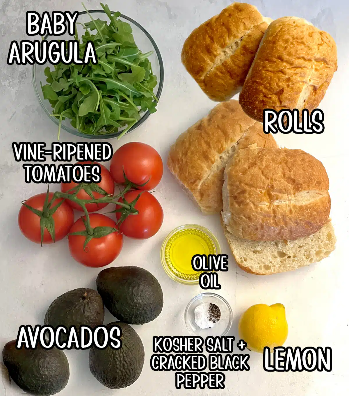 ingredients for tomato avocado toast