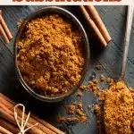 cinnamon in a bowl and on a spoon with text overlay