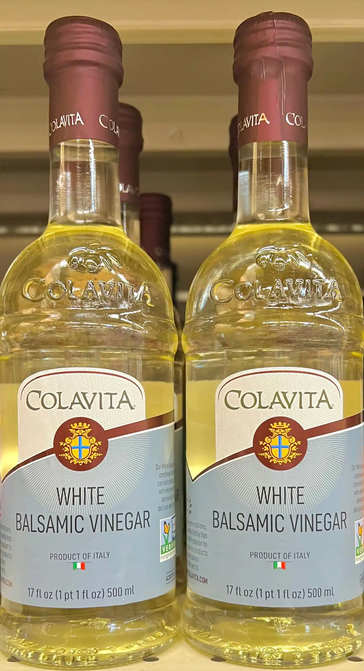 two bottles of white balsamic vinegar