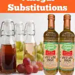 bottles of white wine vinegar with cruets of vinegar and text overlay