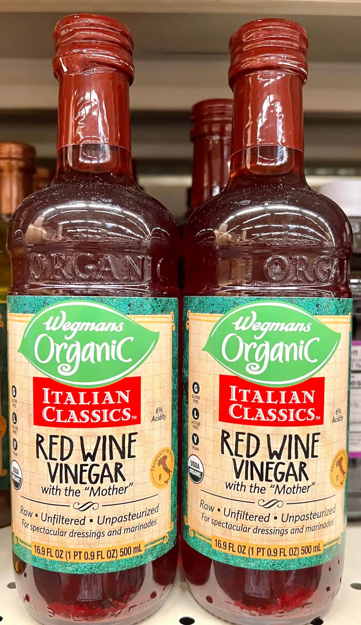 two bottles of red wine vinegar