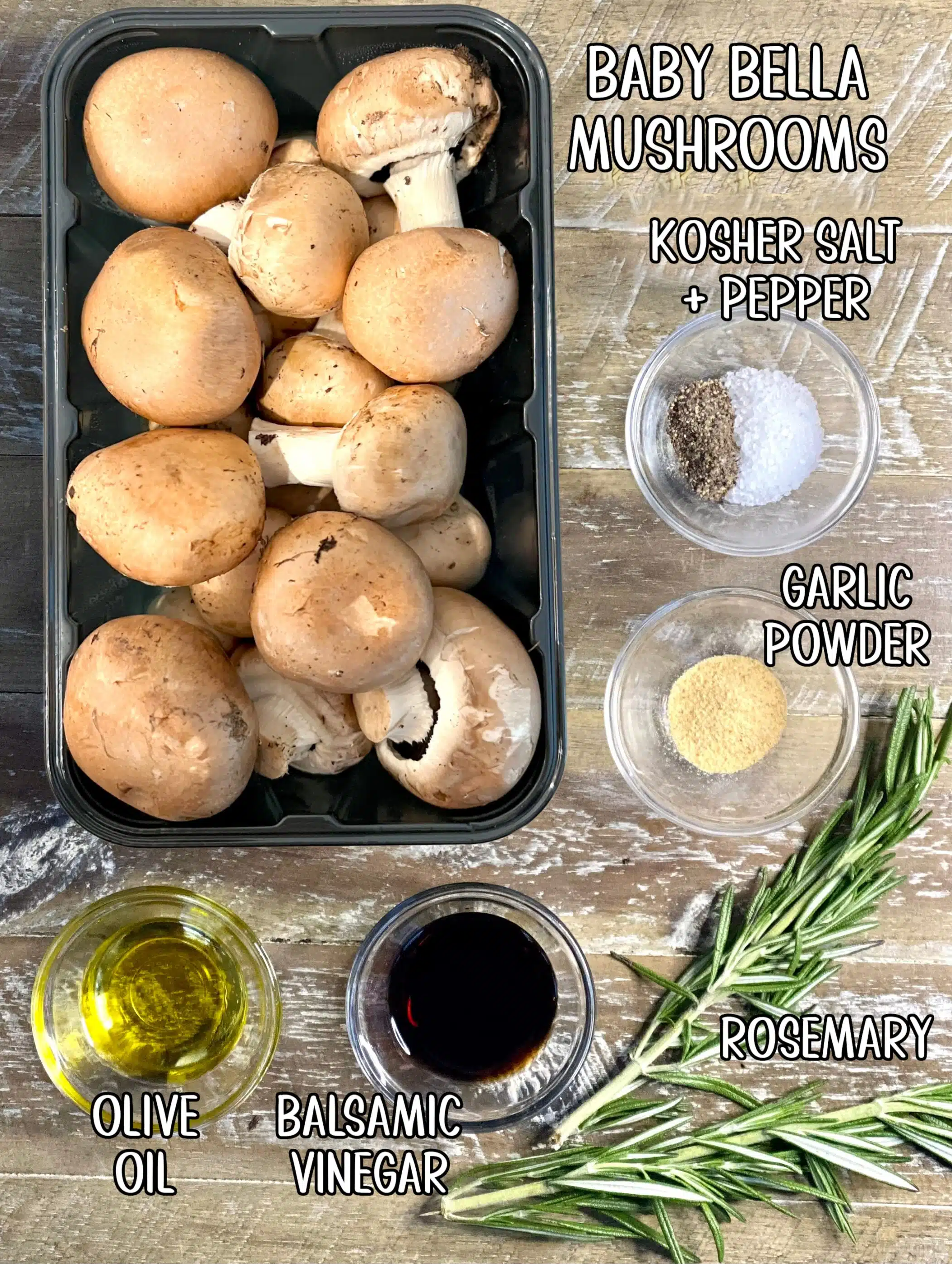 air fryer mushrooms ingredients with text overlay