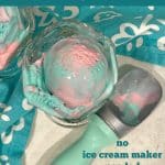 overhead of cotton candy ice cream with text overlay