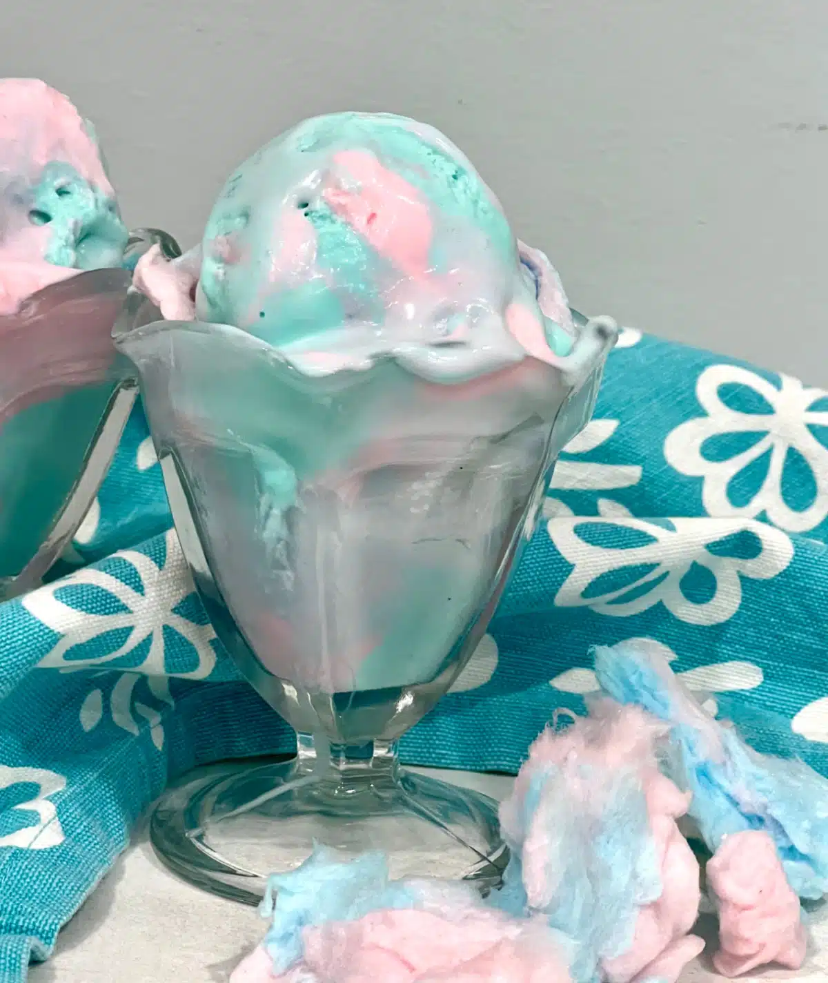 cotton candy ice cream in a glass