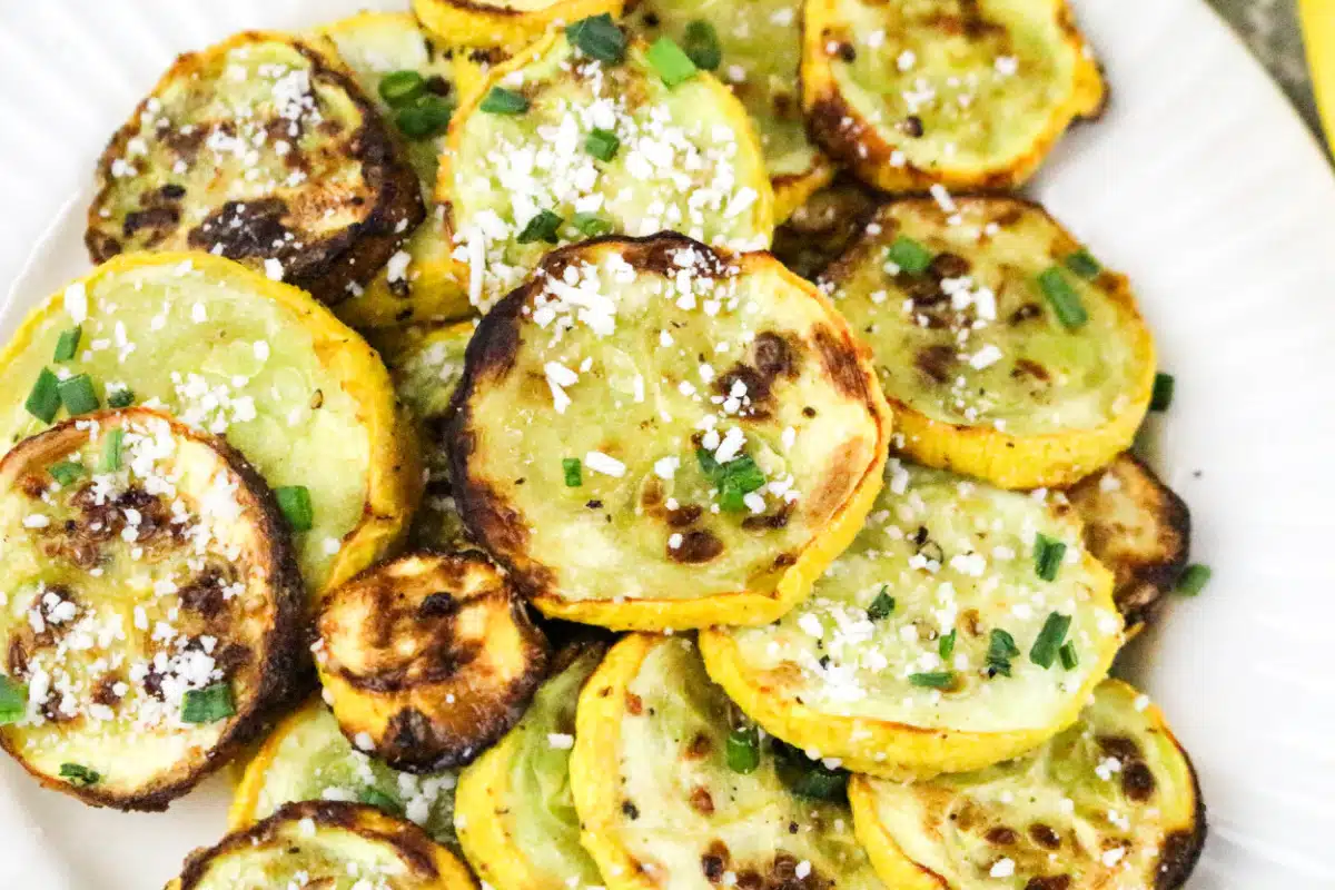 close up of cooked yellow squash slices