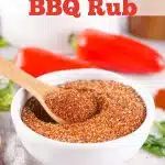 BBQ seasoning in a bowl with a spoon and text overlay