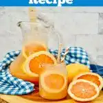 glass and pitcher of paloma punch with text overlay