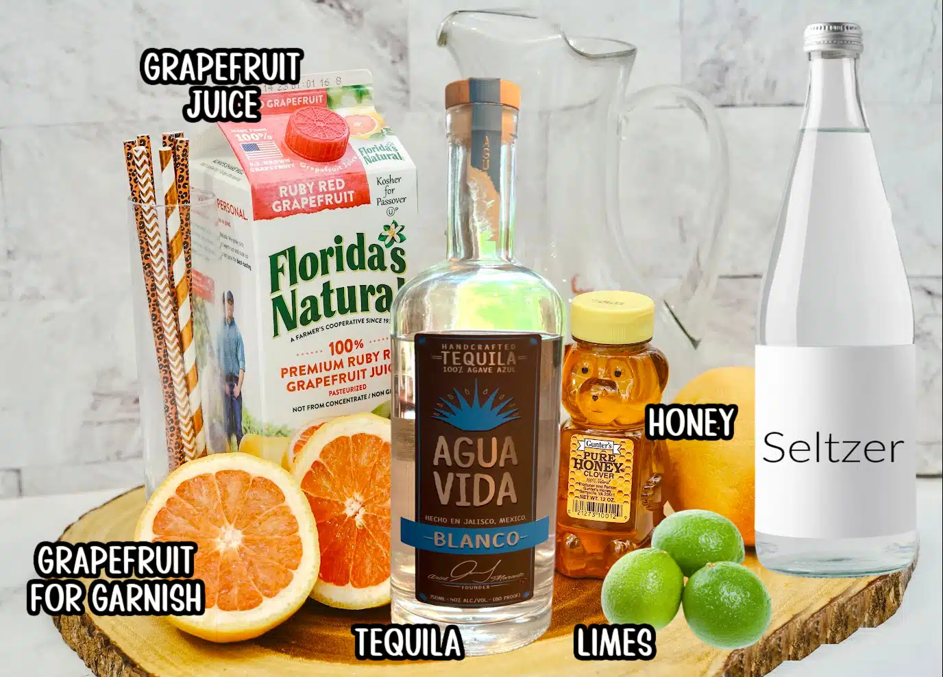 Paloma drink recipe ingredients with text