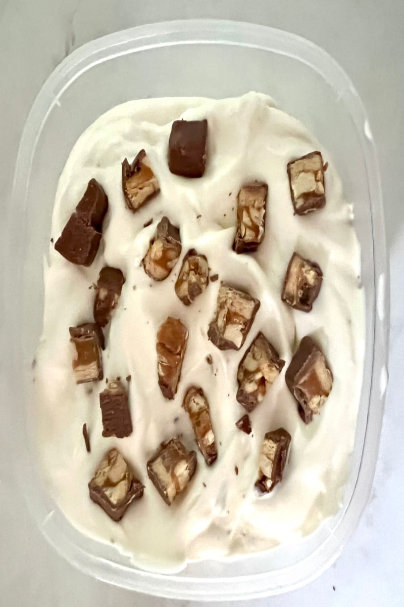 snickers ice cream in freezer-safe container