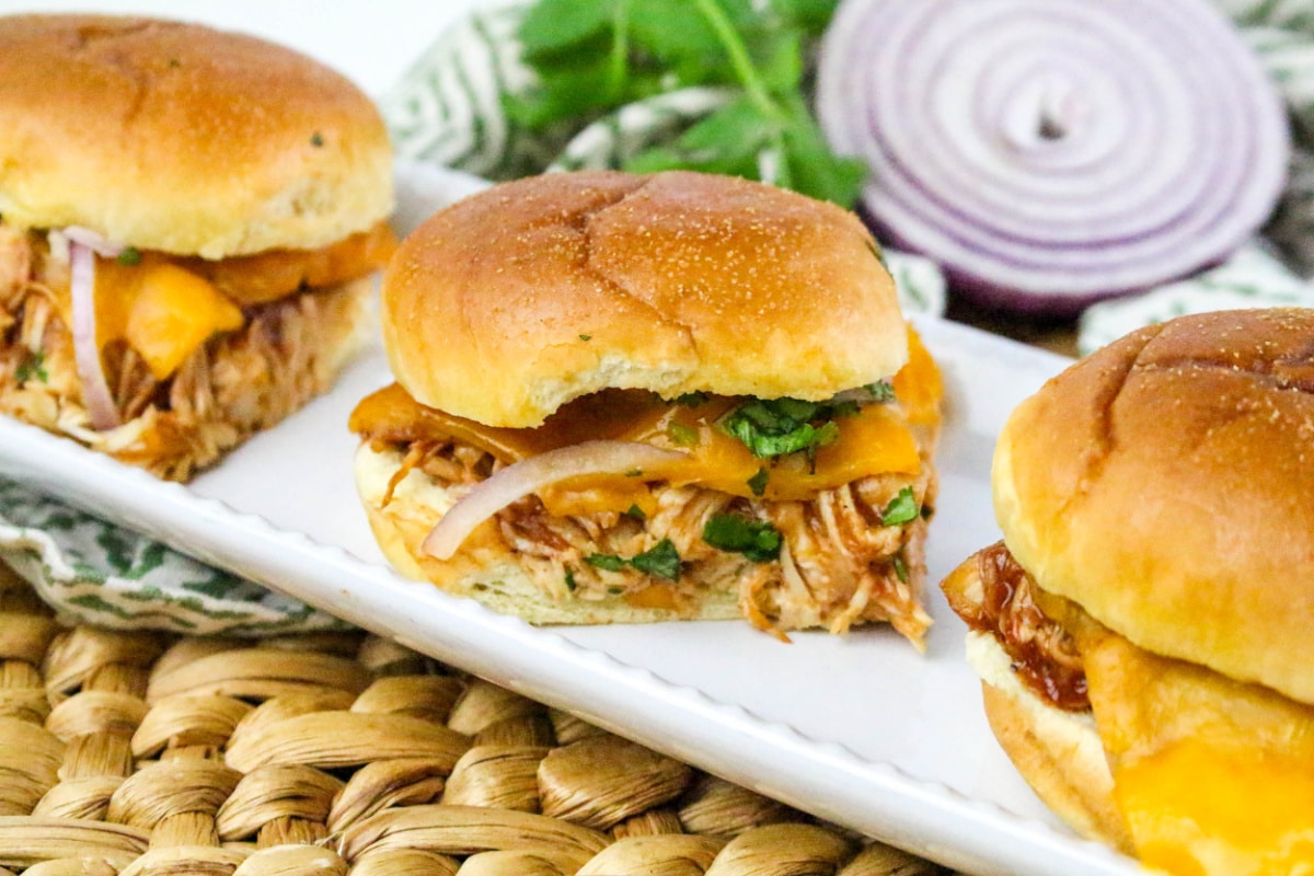 chicken sliders on a platter