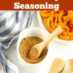 fry seasoning in a bowl with text overaly