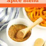 homemade fry seasonng in a white bowl with text overlay