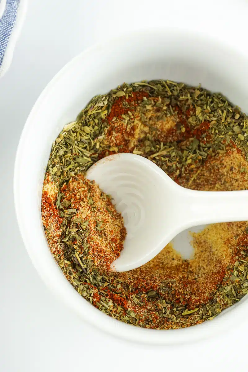 stirring spices together
