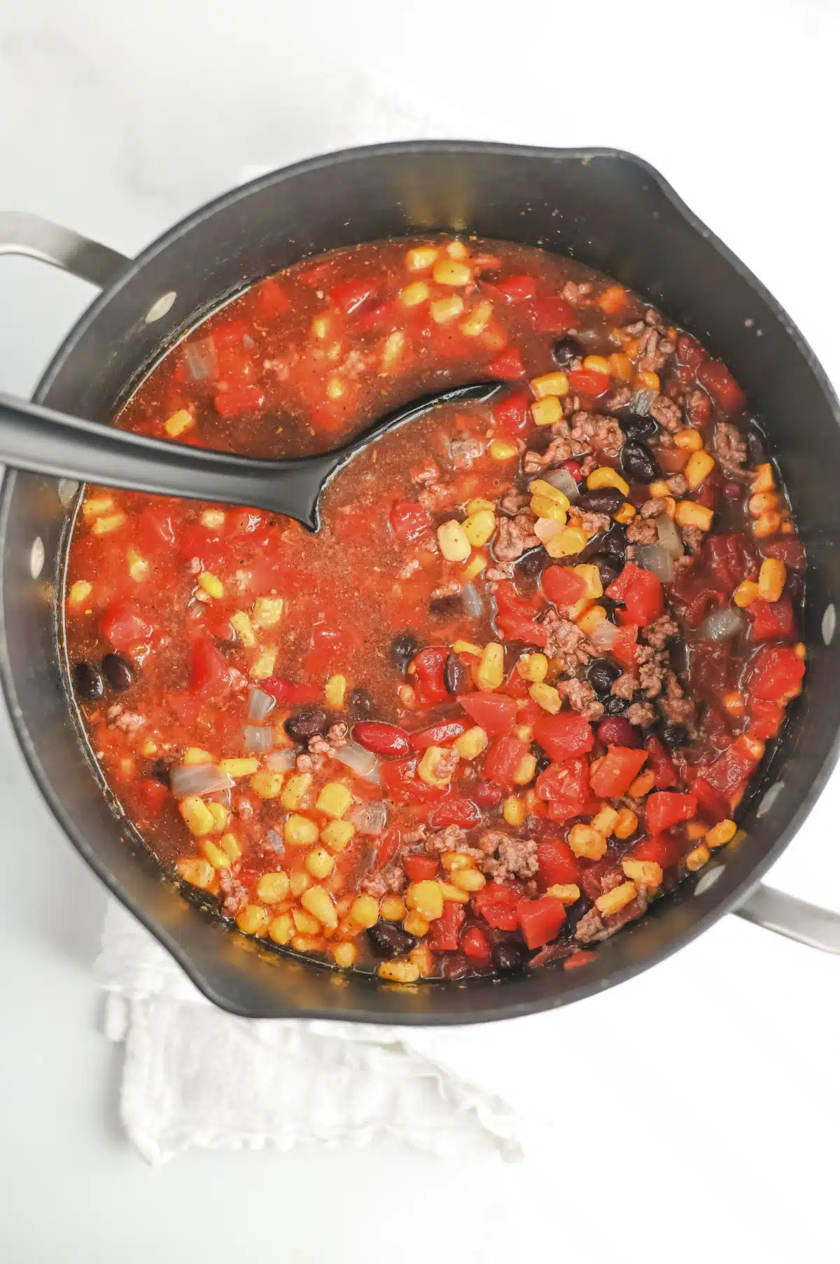taco soup immering in the pot