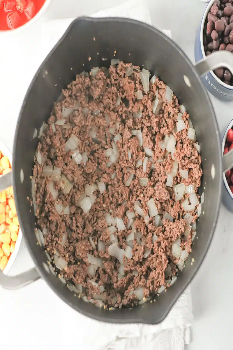 browning ground beef and onions