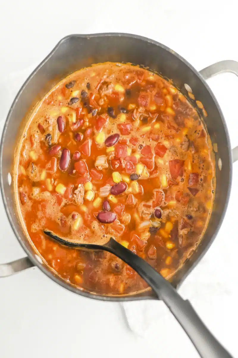 Add beef broth and simmer for 25 minutes