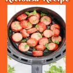 air fried kielbasa slices with chopped parsley and text overlay