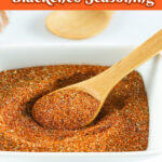 blackening seasoning on a spoon with text overlay
