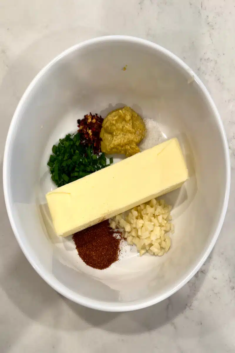 ingredients for cowboy butter in a mixing bowl