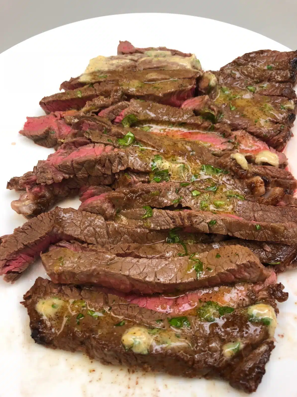 sliced sirloin with melted cowboy butter