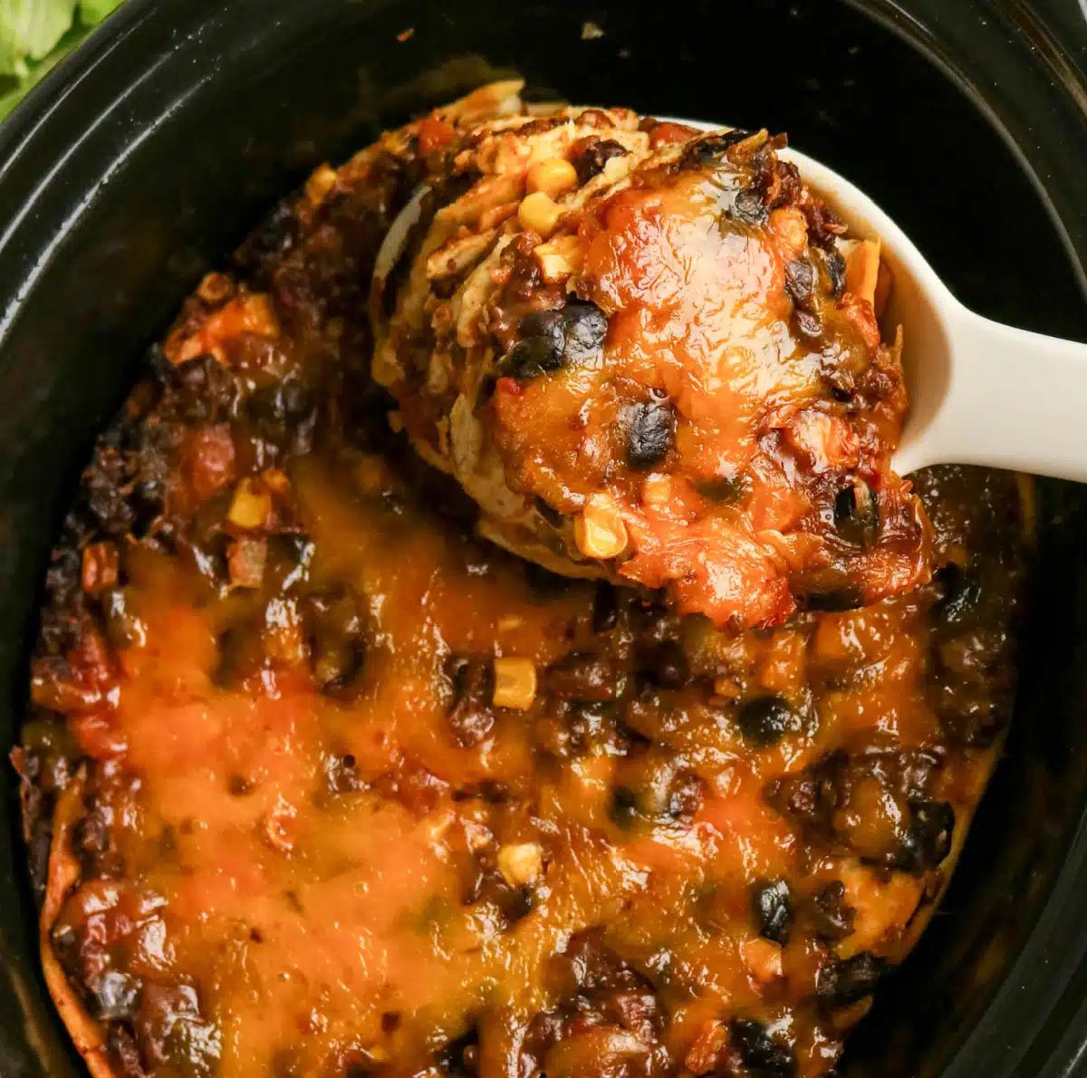 spoonful of layered taco casserole